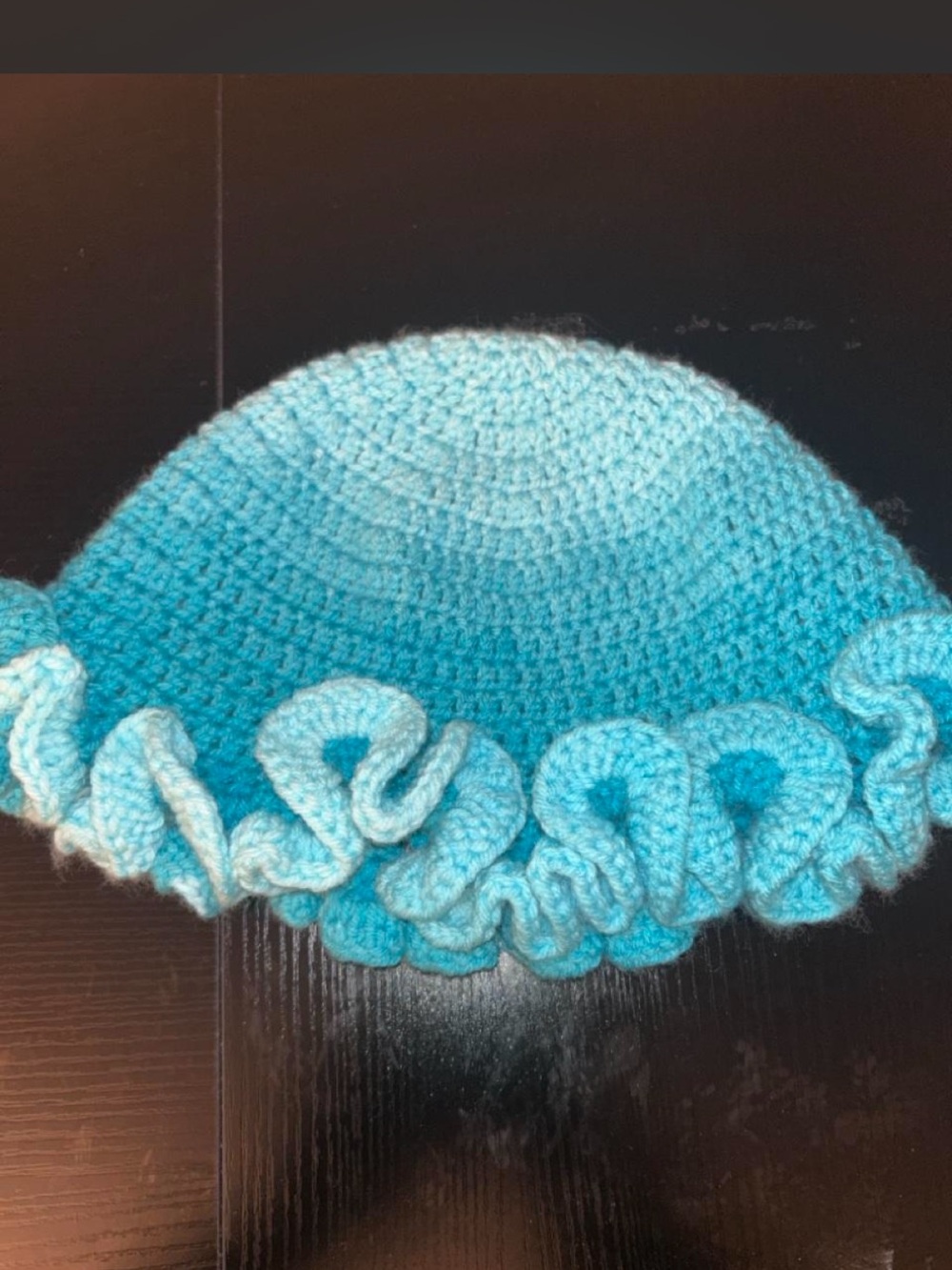 Two Handmade Turquoise Ruffle Beanie Hat for women